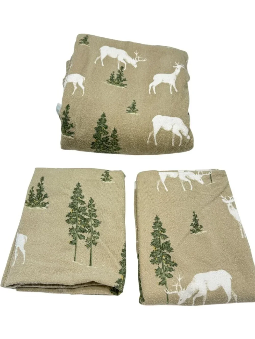 Martha Stewart Collection Forest Theme Cotton Queen Flannel Sheets & Pillowcase